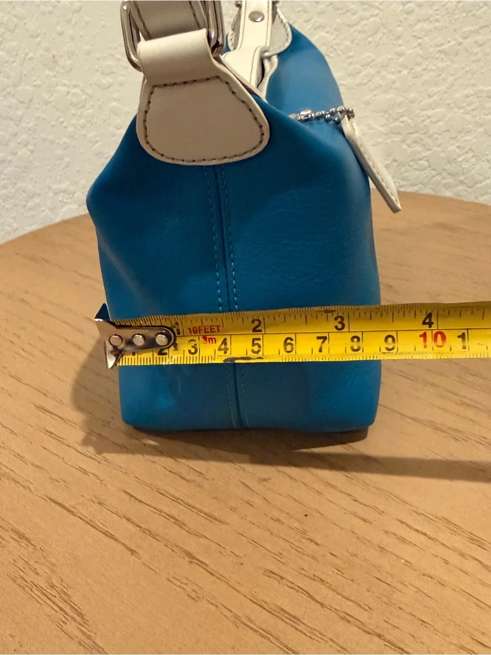 COACH Turquoise Leather Shoulder Bag with white Trim